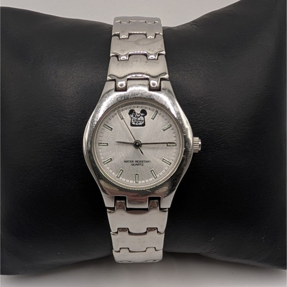 Disney Mickey Mouse Stainless Steel Watch‎ Sunburst Dial Quartz Bracelet WR